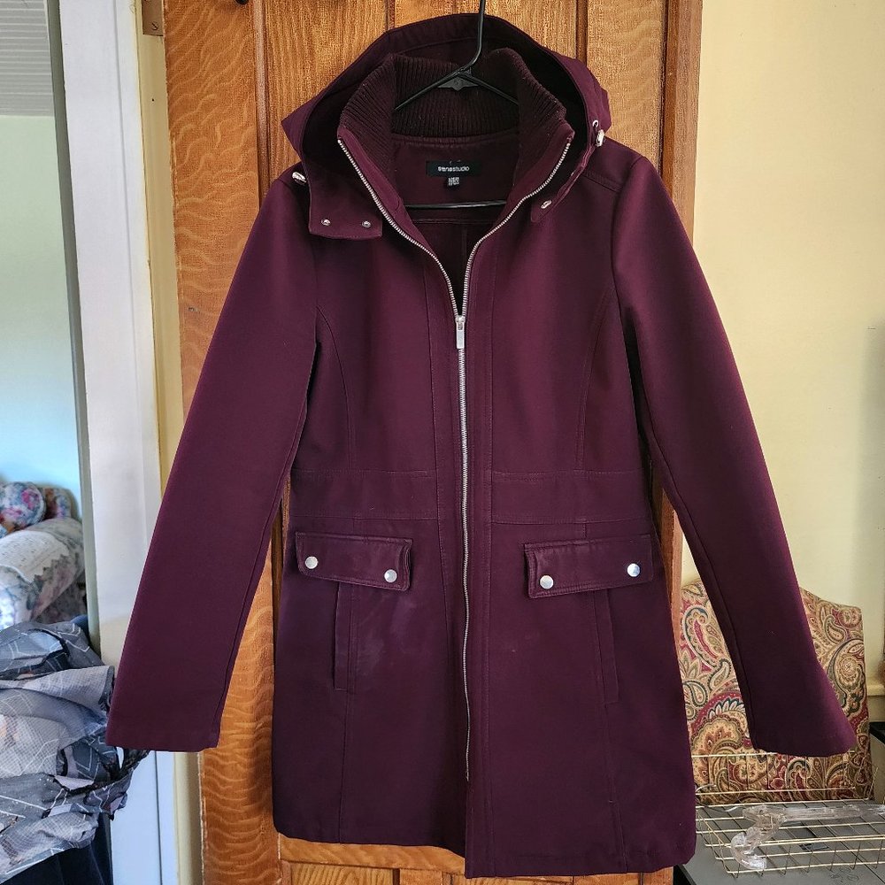 Siena Studio Women's Large Wine Full-Zip Removable Hood Jacket